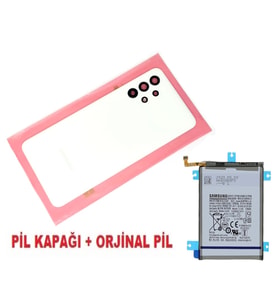 Samsung Galaxy A32 A325 Arka Pil Batarya Kapağı + PİL (FULL Kamera Lensli) BEYAZ