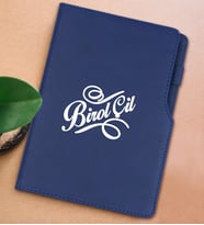 BK Gift Kişiye Özel İsimli Lacivert Termo Deri Not Defteri 15x21cm-5