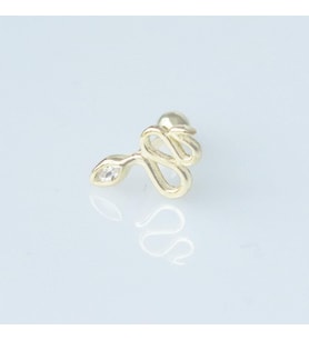 Zirkon Taşlı Serpent Modeli Gold Kaplama Gümüş Tragus