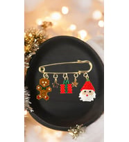Miyuki Boncuk El Yapımı Hediye Paketi Noel Baba Yılbaşı Christmas İskoç İğnesi / Yaka İğnesi / Broş