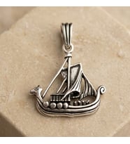 Viking Gemisi Gümüş Kolye Ucu 925 Ayar Gümüş Viking Gemisi Unisex Kolye Taşsız Gümüş Kolye Ucu