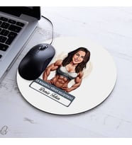 Kişiye Özel Hediye Karikatürlü Kadın Vücut Geliştirici Mousepad