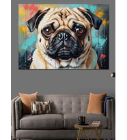Pug Köpeği Karizmatik Modern Portre Dekoratif Kanvas - Mdf Ahşap Tablo