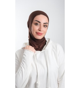 Kahverengi Pratik Hazır Geçmeli Tesettür Bone Sandy Kumaş Spor Hijab 2113_14