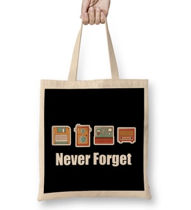 Funny Never Forget Floppy Disk Camera & Radio Bez Çanta Uzun Saplı