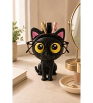 MYCRAFT3D Kedi Figürlü Gözlük Standı Gözlüklük Kalemlik Makyaj Fırçası Ruj Organizer Masaüstü Dekoratif Ofis Düzenleyici