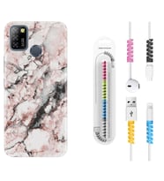 INFINIX Smart 4 5 6 Zero 8 S5 Pro Kılıf Kablo Koruma Spiral Silikon Colorfull Marble 2 1389