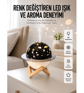 Hava Nemlendirici Led Işıklı Gece Lambası Yıldız Görünümlü Renk Değiştiren