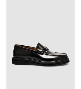 Hakiki Deri Siyah Erkek Metal Tokalı Loafer