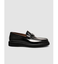 Hakiki Deri Siyah Erkek Metal Tokalı Loafer