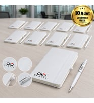 Logonuza Özel 10 Adet 923-914 9 x 14 Termo Deri Defter ve Touch Pen Kurumsal Hediye Seti