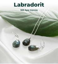 Luxtone Sertifikalı Labradorit Set 925 Ayar Gümüş Kolye Küpe Kadın Takı LX0530ST