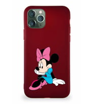 Apple iPhone 11 Pro Soft Premier Kapak Minnie Mouse-E Tasarımlı Silikon Kılıf - Mürdüm (Şeffaf)