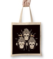 See Speak Hear No Evil Japan Monkeys Gorilla Japanese Art Bez Çanta Uzun Saplı