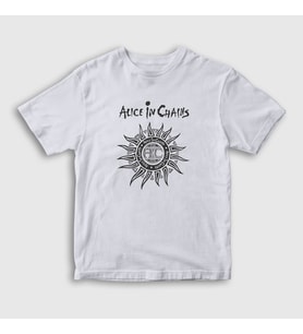 Presmono Unisex Çocuk Beyaz Gray Alice In Chains T-Shirt 7596tt (Beyaz)