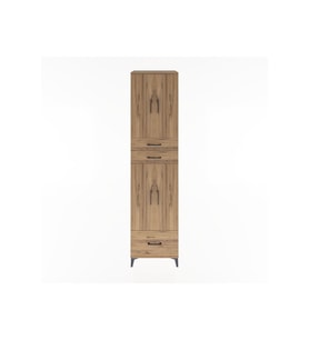 Hyperion Dolap 5 Raflı 3 Çekmeceli 4 Kapaklı 60x44x243 Çam-Çam