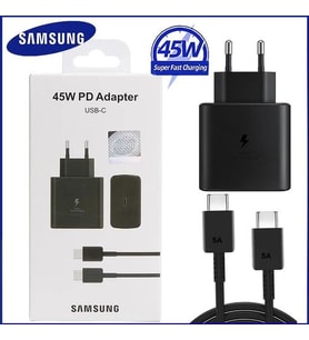 Samsung 45W KABLOLU SET Galaxy S23 Ultra Note20/Note20 Ultra/A53/Z Flip4/Z Fold4 5G için 45 W Şarj Cihazı TÜRKİYE GARANTİLİ