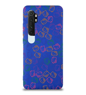 Xiaomi Mi Note 10 Lite Uyumlu Lansman Kılıf Hello Kitty Tasarımlı İçi Kadife Kapak-Lacivert (Şeffaf)