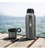 Termos - 460mL - Koyu Gri Renk - Paslanmaz Çelik - Çift Katmanlı - 12 Saat Sıcak 24 Saat Soğuk Tutar - Bardaklı Kapak Özelliği