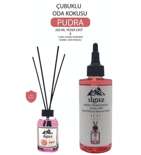Pudra Bambu Yedek Şişe 200 ml Powder Çubuklu Oda Kokusu Kolay Kullanım 110 ml