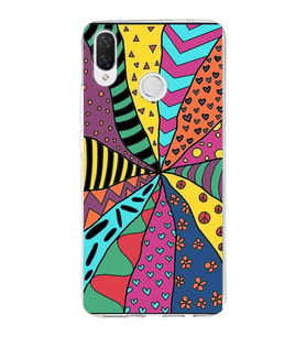 PrintiFy Huawei P Smart Plus ile Uyumlu 1mm Slim Fit Retro Renkler 4 Baskılı Şeffaf  Kılıf