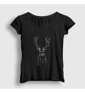 Presmono Kadın Siyah Neon Deer Geyik T-Shirt 372239tt