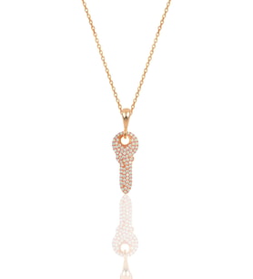Gümüş rose zirkon taşlı anahtar kolye SGTL11871ROSE