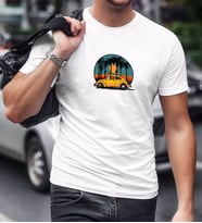 BK Gift Gün Batımı Tasarımlı Beyaz T-Shirt-1