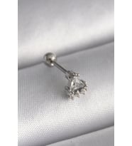 pilelistore 316L Çelik Gümüş Renk Üçgen Zirkon Taşlı Tragus Piercing - TJ-PR1239