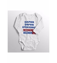 Unisex Bebek Beyaz Şapur Şupur Öpenlerden Bezdum Da Bezdum Baskılı Zıbın