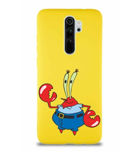 Xiaomi Redmi Note 8 Pro Soft Premier Kapak Bay Yengeç Tasarımlı Silikon Kılıf - Sarı (Şeffaf)