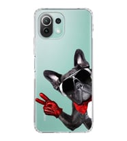 PrintiFy Xiaomi Mi 11 Lite ile Uyumlu Köpek 2 Kamera Korumalı Şeffaf Kılıf