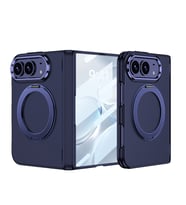 Lexroo iPhone Duo Kılıf M-safe Şarj Özellikli Kıpta KPT-07 Ring Standlı Sert PC Kılıf - Lacivert