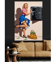 Retro Tarzda Pin Up Kadın Dekoratif Kanvas - Mdf Ahşap Tablo