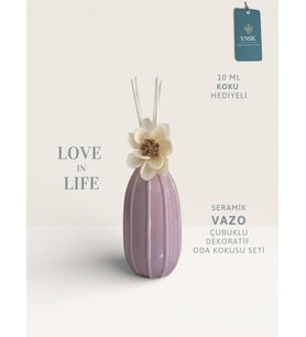 Love in Life  İthal Seramik Vazo Çubuklu Dekoratif Oda Kokusu Seti  Oda Kokusu Hediyeli