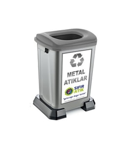 Çelik Geri Dönüşüm Çöp Kutusu 50 Litre, Dayanıklı ve Pratik Kullanım