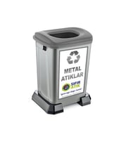 Çelik Geri Dönüşüm Çöp Kutusu 50 Litre, Dayanıklı ve Pratik Kullanım