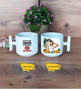 Kadın Öğretmene Hediye Kupa Bardak T Fotoğraflı Öğretmenler Günü Hediyesi