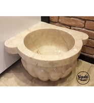 Sipahi Marble Bej Mermer Kavun Dilimli Köşe Kurna