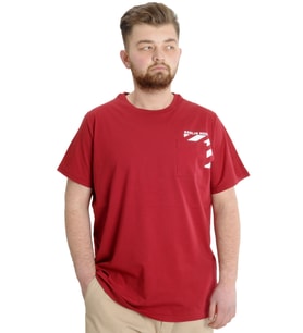 Mode XL Büyük Beden Erkek T-shirt PRINT 23203 Bordo
