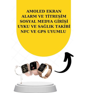Bileklikli Amoled Ekran Akıllı Saat Dijital Göstergeli Kablosuz Bluetooth Kulaklık Anc/ Enc