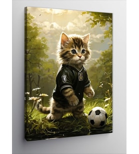 Kanvas Tablo Futbol Oynayan Kedi