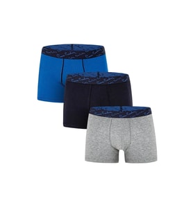 Pierre Cardin Erkek Pamuklu Saks-Lacivert-Gri 3 lü Boxer (Çok Renkli)