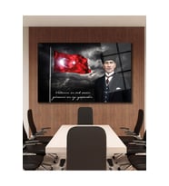 Türk Bayrağı ve Atatürk Cam Tablo Vatanını En Çok Seven Modern Ev Ofis Salon Kurum Hediyelik Tablo (Çok Renkli)