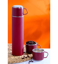 Paslanmaz Çelik 3 Bardaklı Termos 500ml - 6 Saat Sıcak, 12 Saat Soğuk Tutma Özelliği