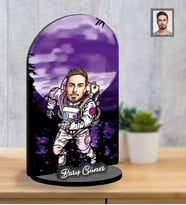 Kişiye Özel Uzay Karikatürlü İki Katmanlı Ahşap Biblo Bay-6-Eco