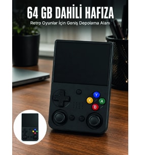 Mey İthalat® aşınabilir Retro El Oyun Konsolu 64GB Hafızalı IPS Ekranlı Oyun Cihazı