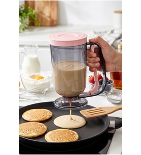 Siyah-Pembe Pratik Hamur Porsiyonlayıcı 900 ml Ölçekli Krep Pankek Waffle Kek Muffin Hamur Dağıtıcı