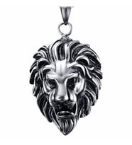 KABARTMA ASLAN KAFASI PASLANMAZ ÇELİK ERKEK KOLYE ZİNCİR Q0554