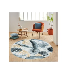 Eliana Home Baskılı, Yıkanabilir Kaymaz Taban Yuvarlak Halı LNA7153 120x120 cm (Gri)